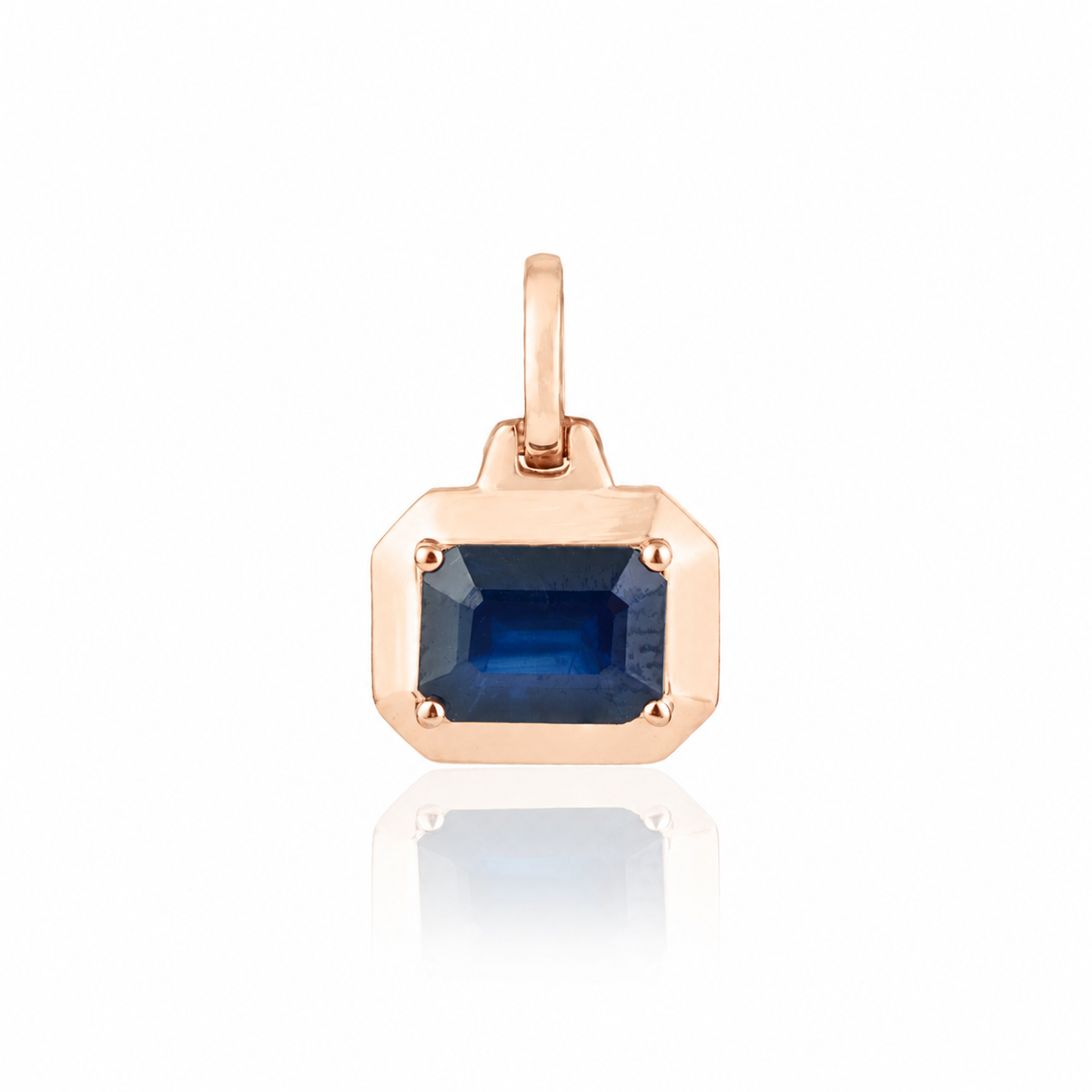 Emerald Cut Blue Sapphire Solitaire Pendant