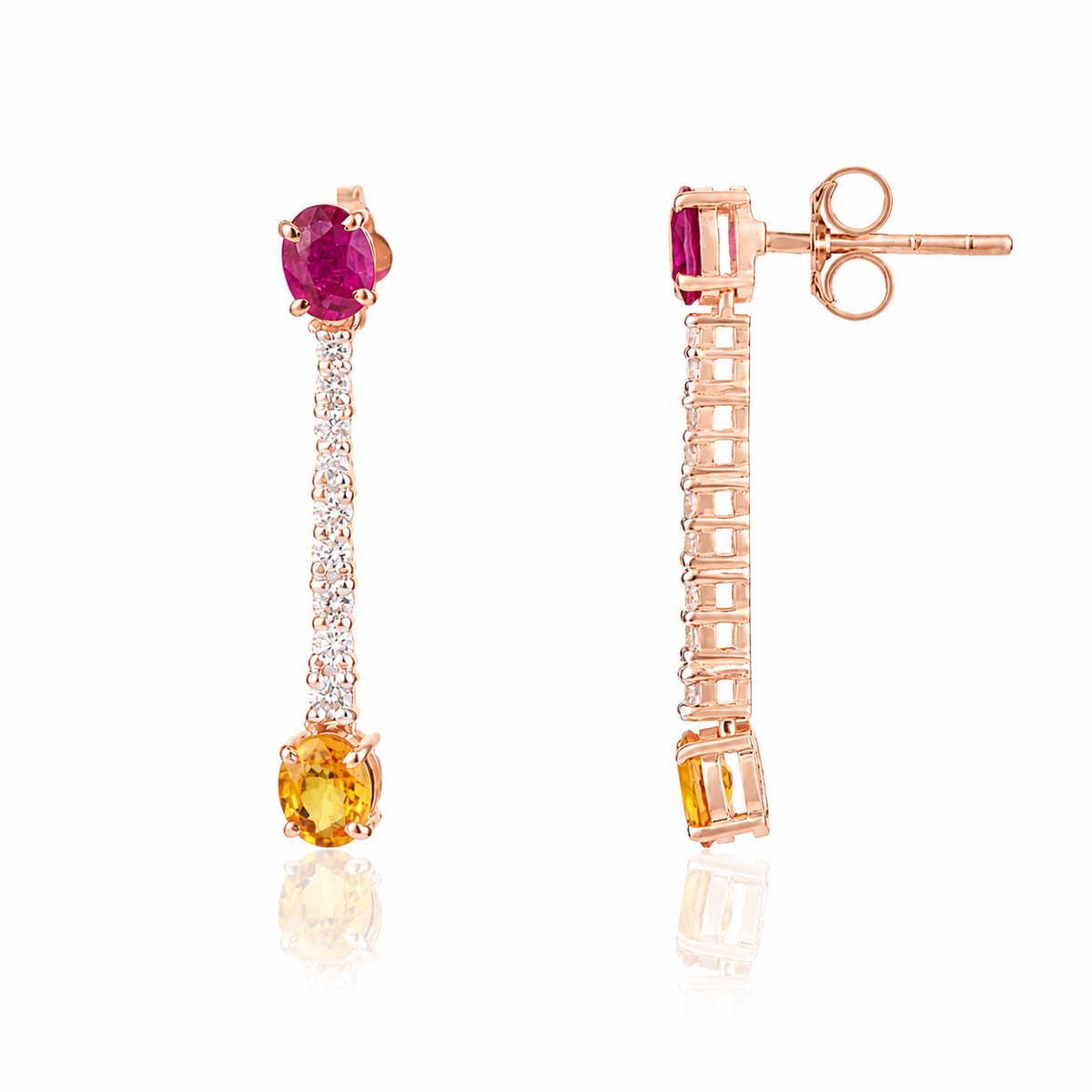 Ruby & Yellow Sapphire Drop Earrings