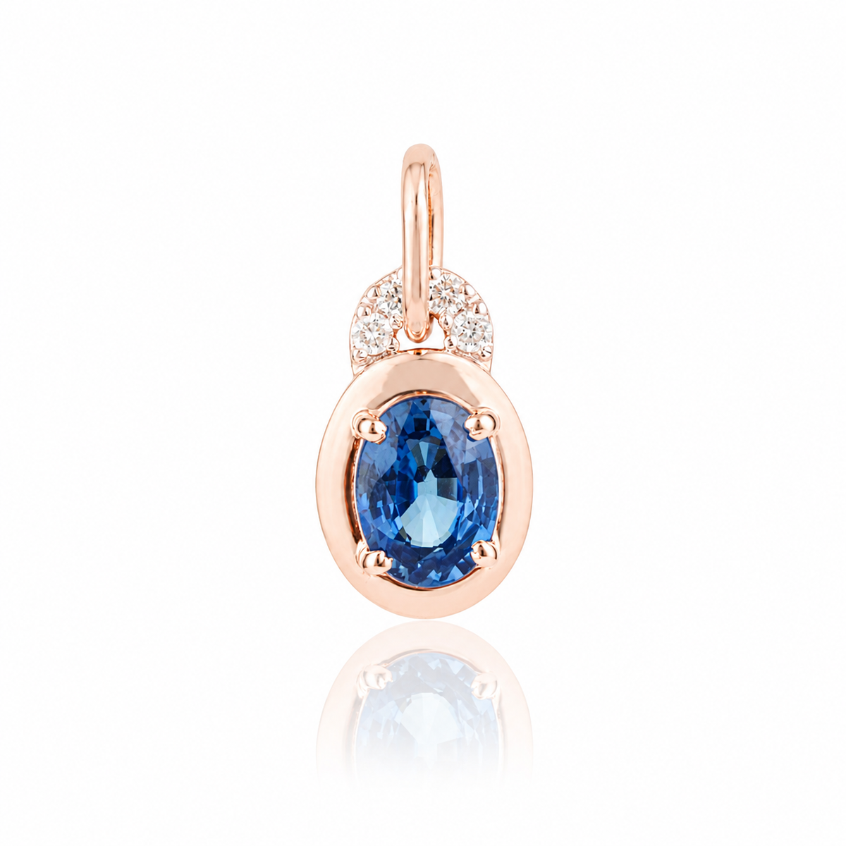 Oval Blue Sapphire Diamond Pendant