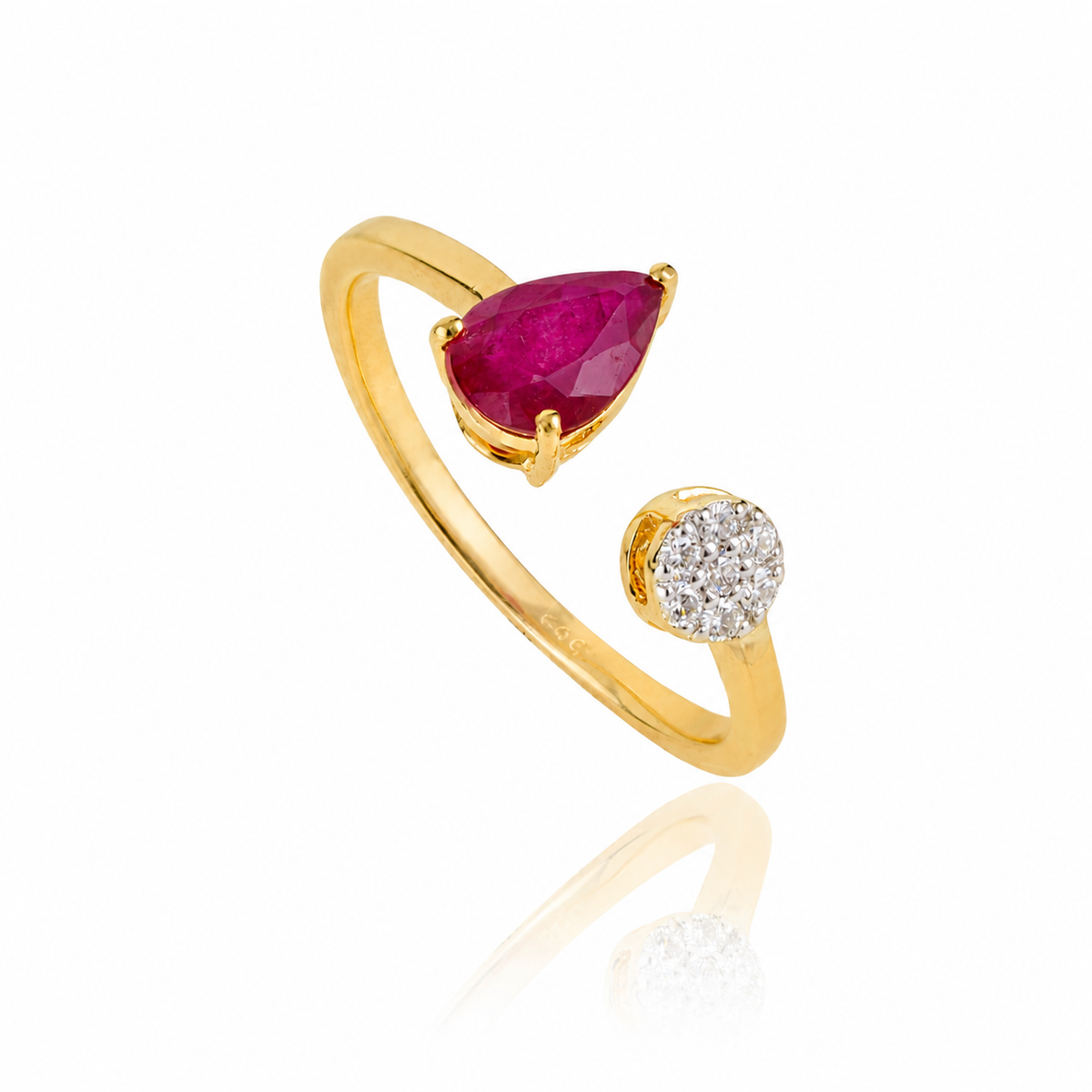 Pear Ruby Diamond Bypass Ring