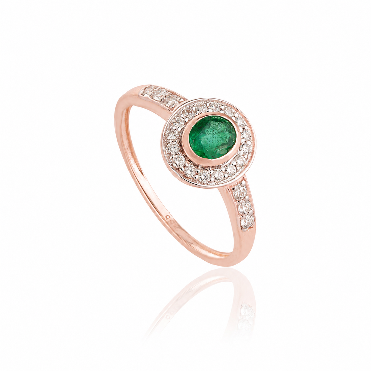 Emerald Diamond Halo Ring