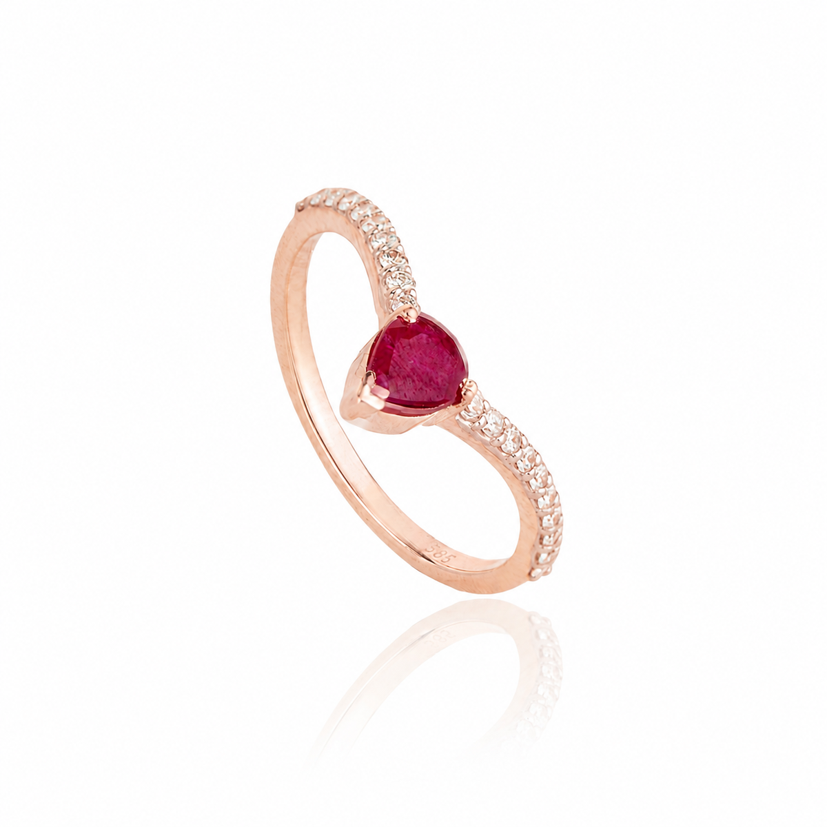 Pear Ruby Diamond Chevron Ring