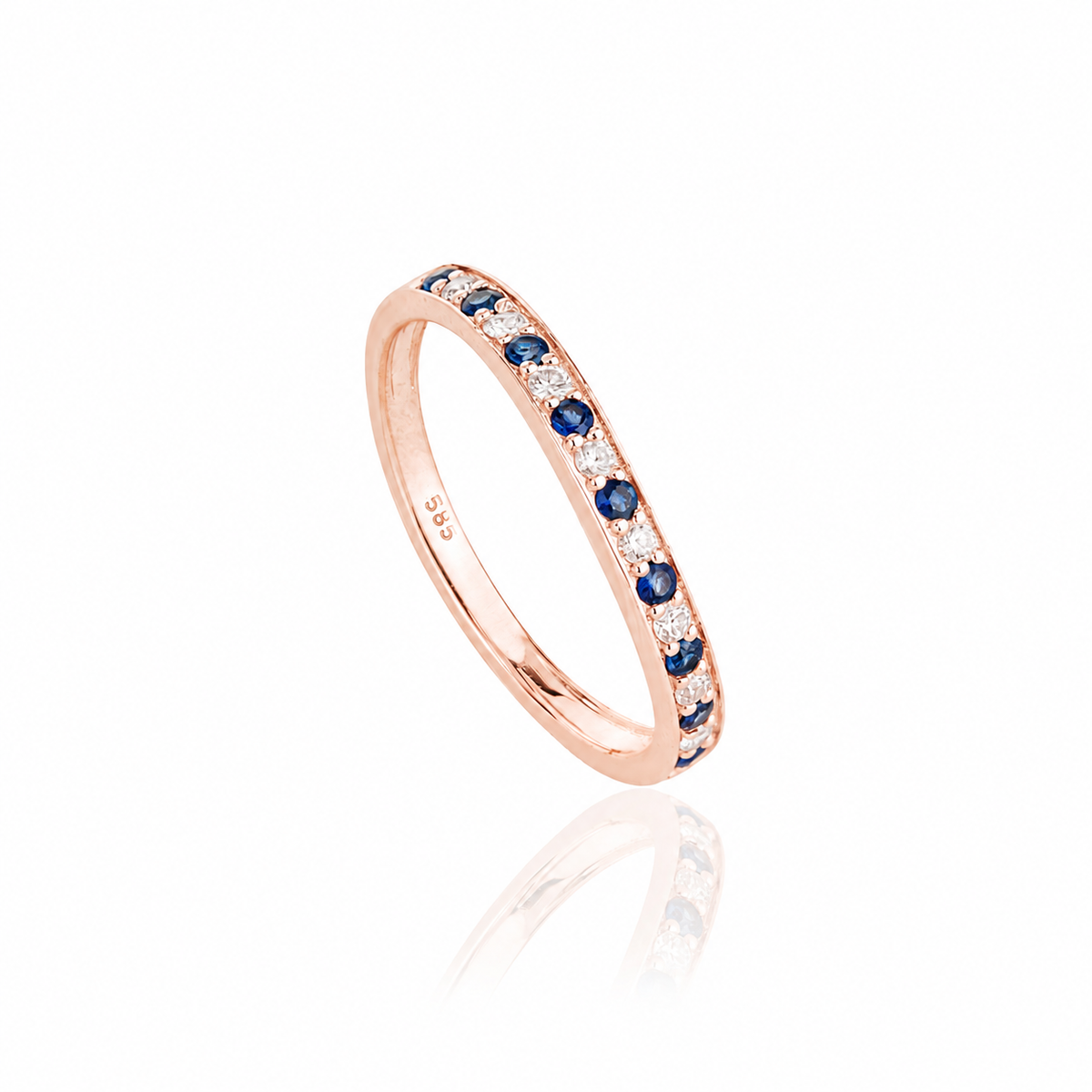 Blue Sapphire Diamond Curved Wedding Band