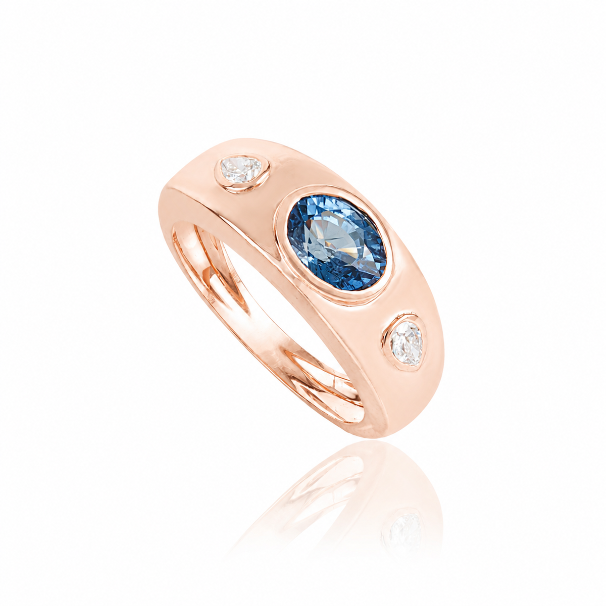 Blue Sapphire Diamond Signet Ring