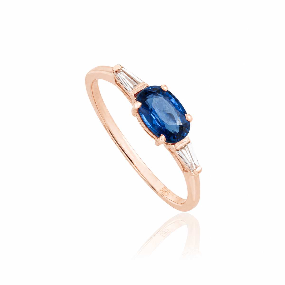 Oval Blue Sapphire Diamond Ring