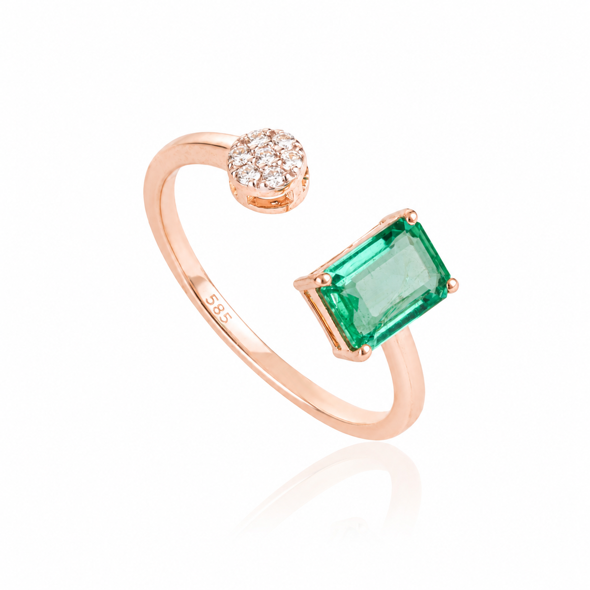 Emerald Diamond Open Ring