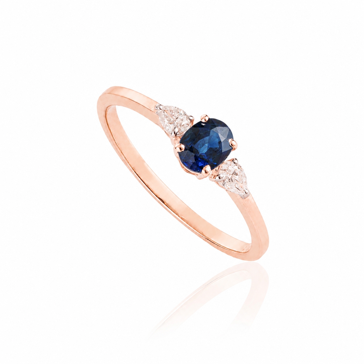 Blue Sapphire Pear Diamond Ring
