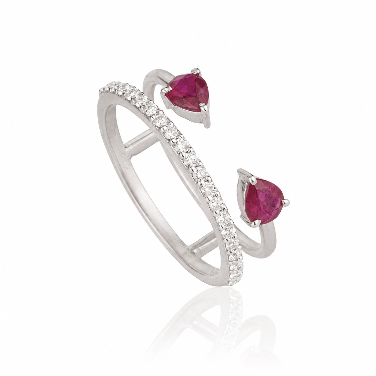 Ruby Open Ring with Diamond