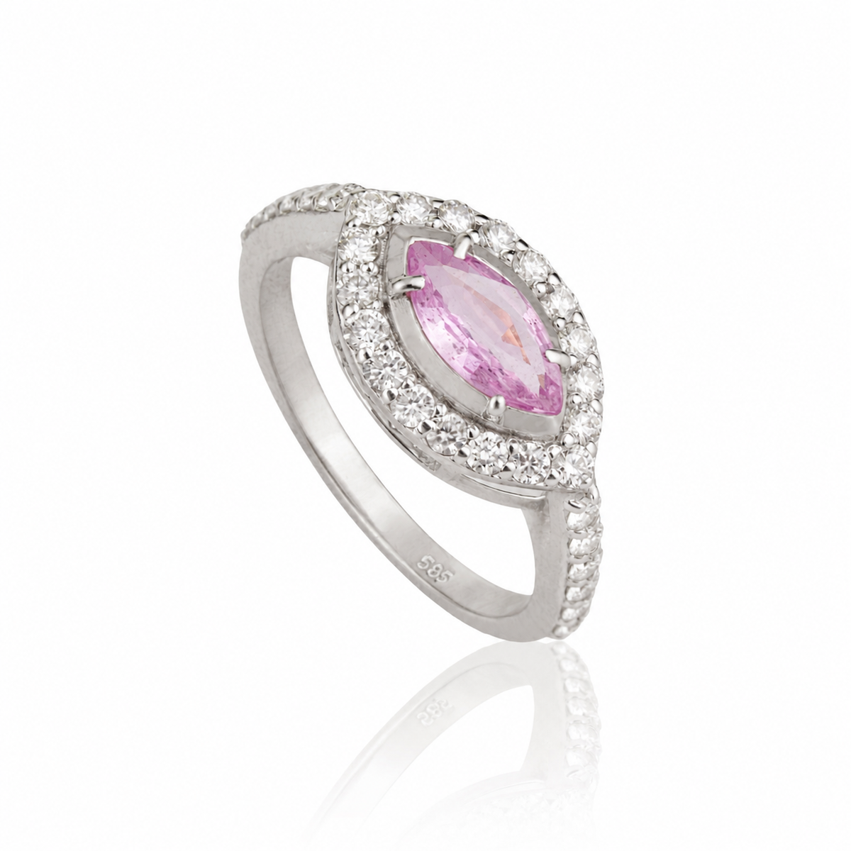 Marquise Cut Pink Sapphire Diamond Ring