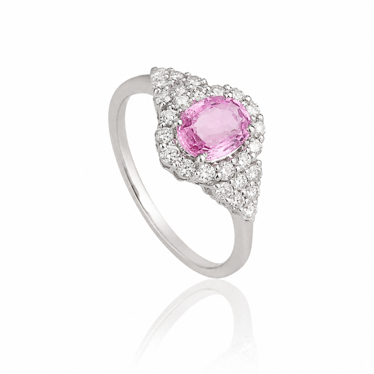 Pink Sapphire Halo Ring