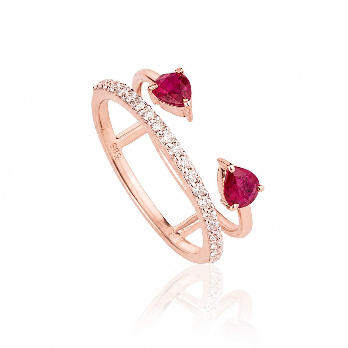 Ruby Open Ring with Diamond
