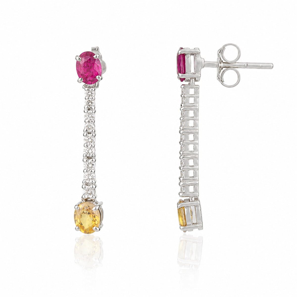 Ruby & Yellow Sapphire Drop Earrings