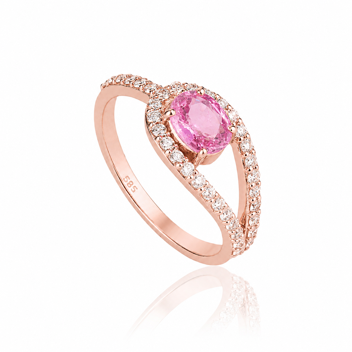 Pink Sapphire Diamond Ring