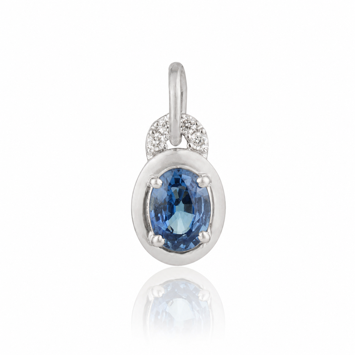 Oval Blue Sapphire Diamond Pendant