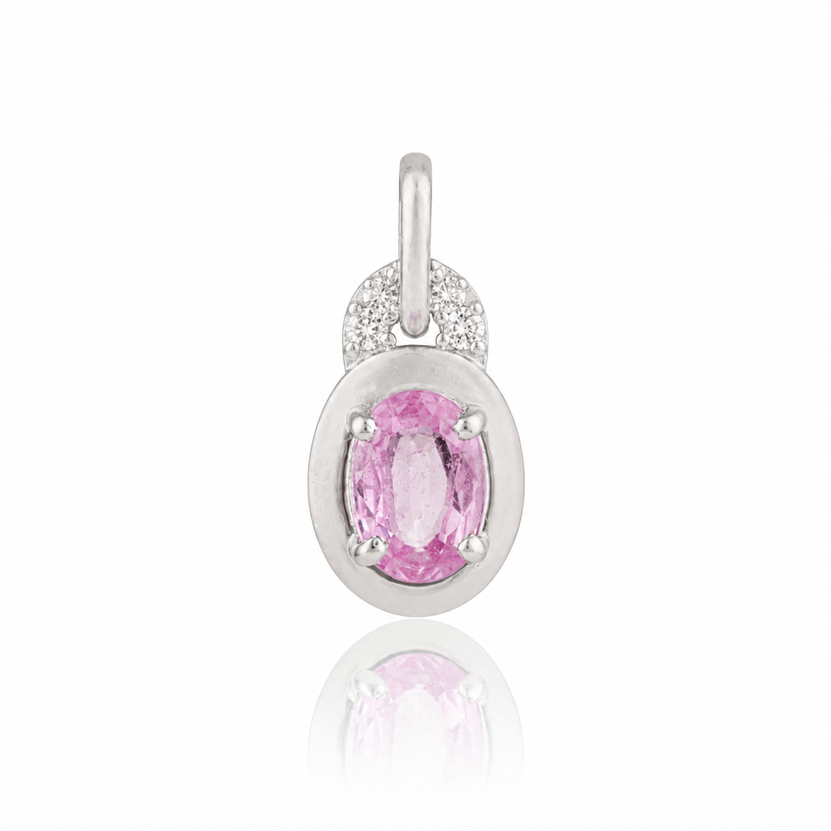Oval Pink Sapphire Diamond Pendant