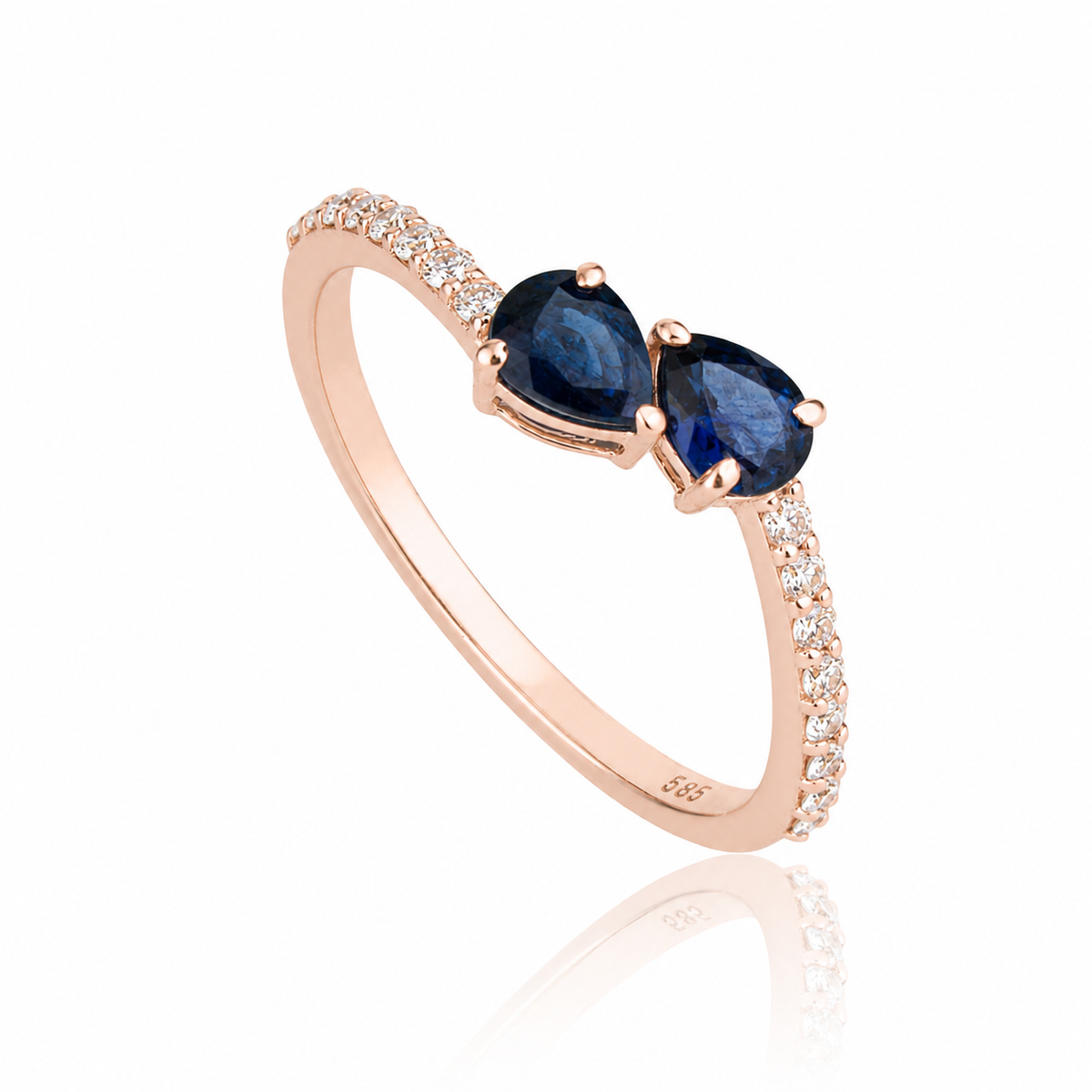 Blue Sapphire Toi et Moi Ring