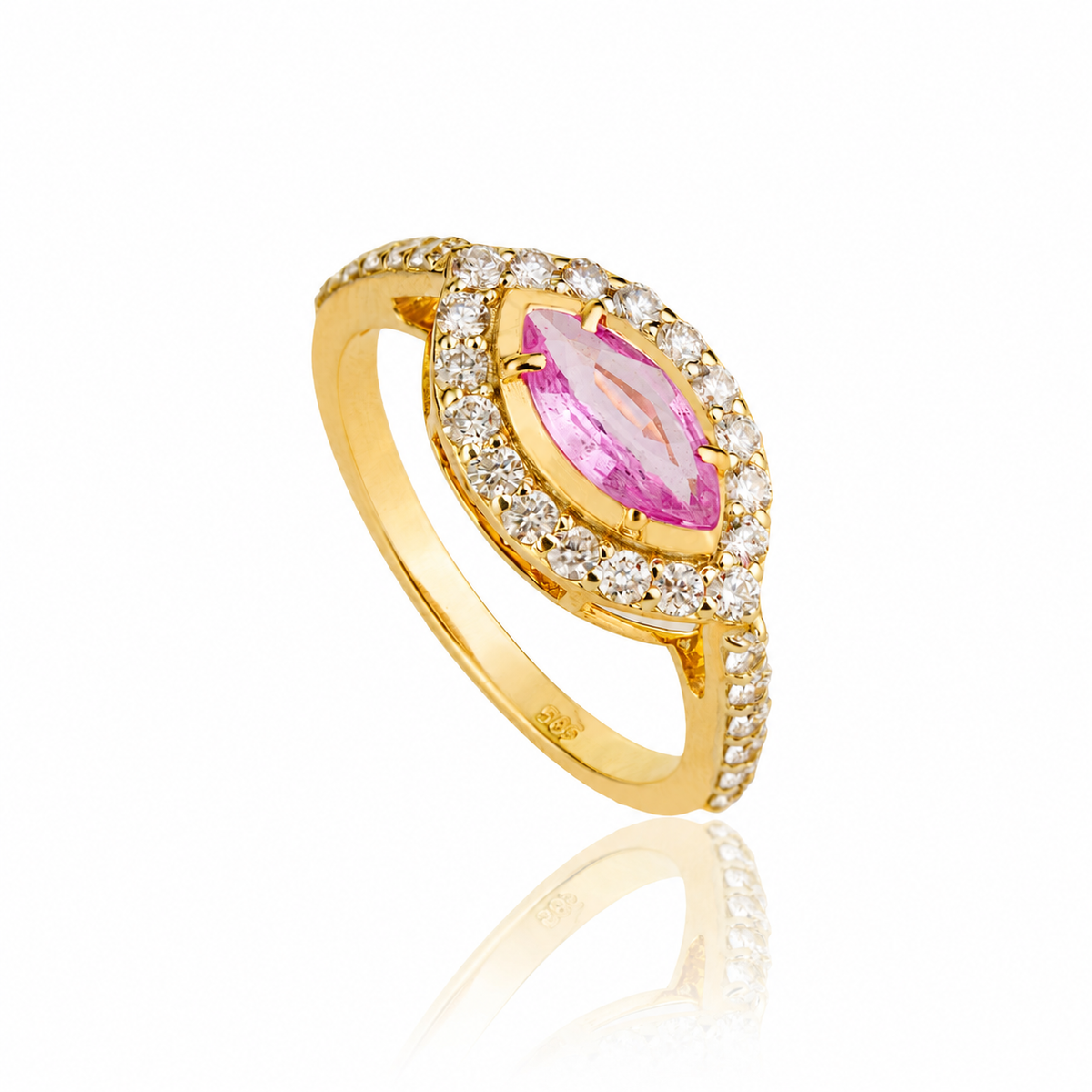 Marquise Cut Pink Sapphire Diamond Ring