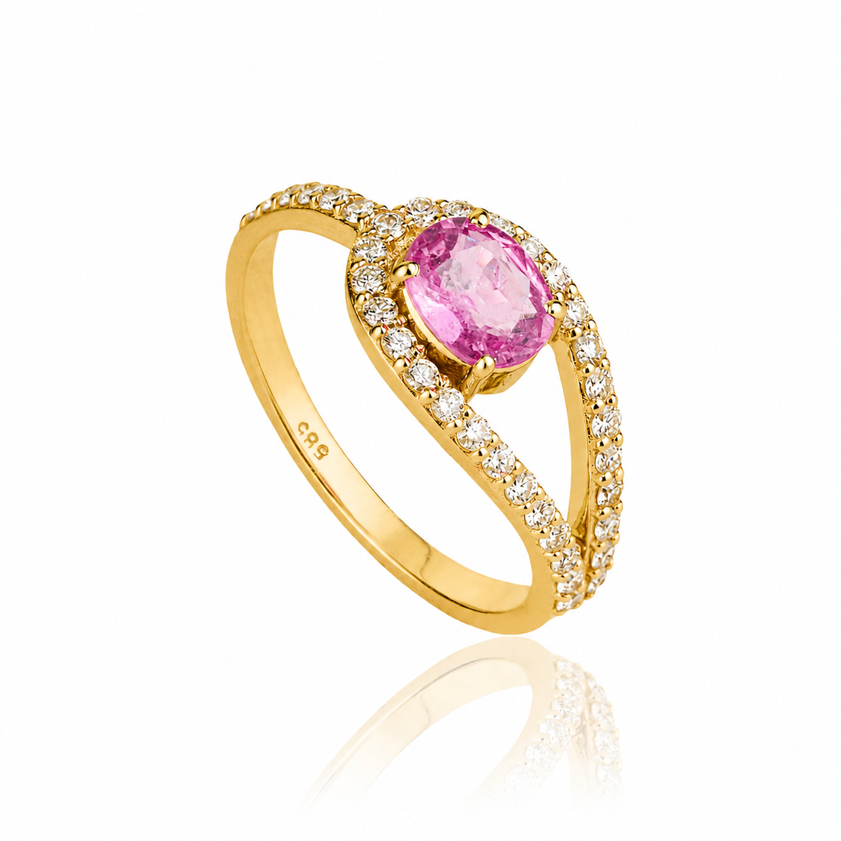 Pink Sapphire Diamond Ring
