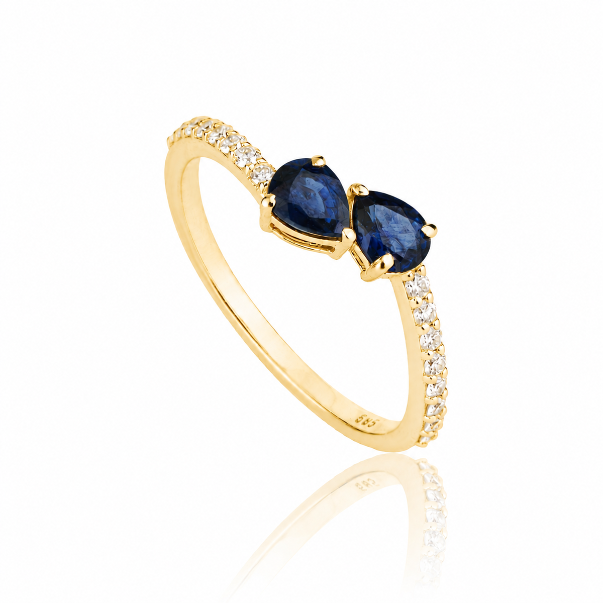 Blue Sapphire Toi et Moi Ring