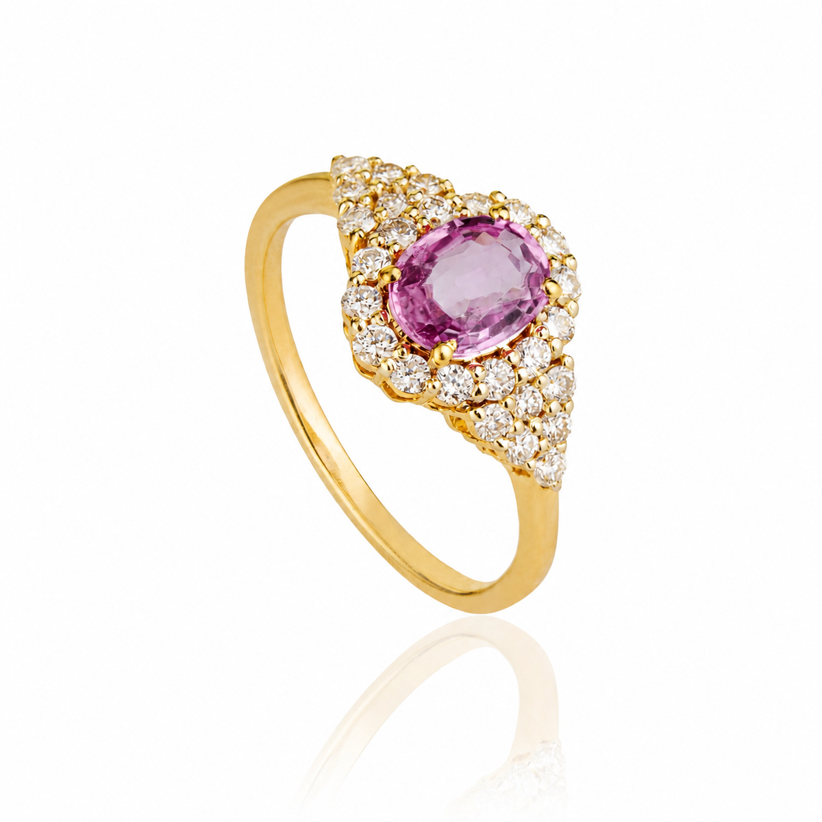 Pink Sapphire Halo Ring