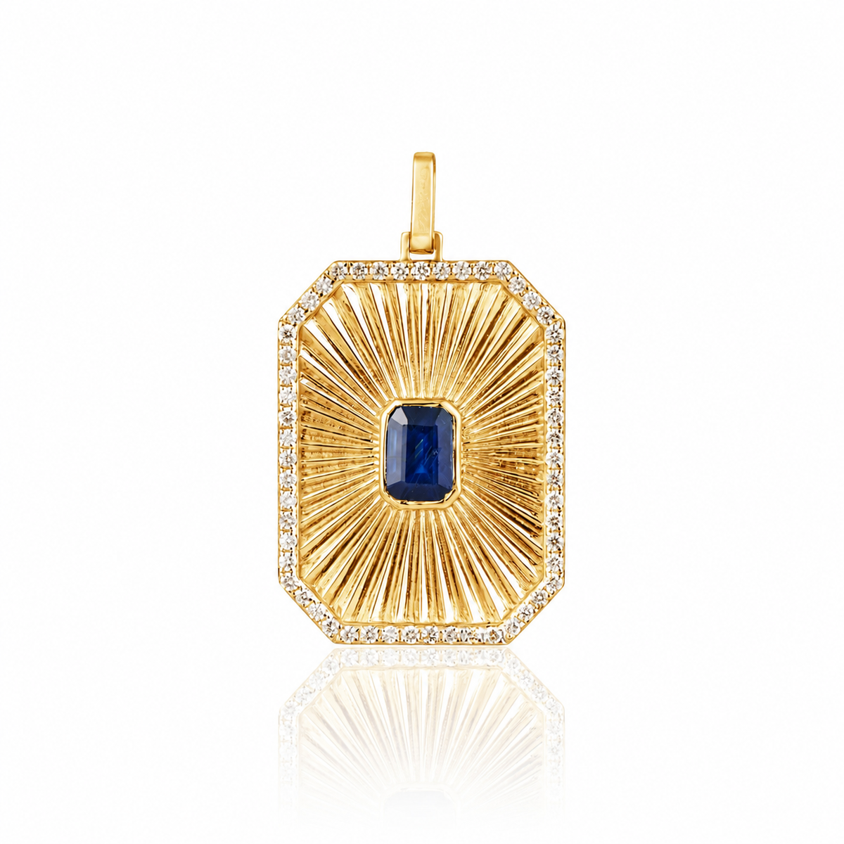 Blue Sapphire Diamond Halo Pendant