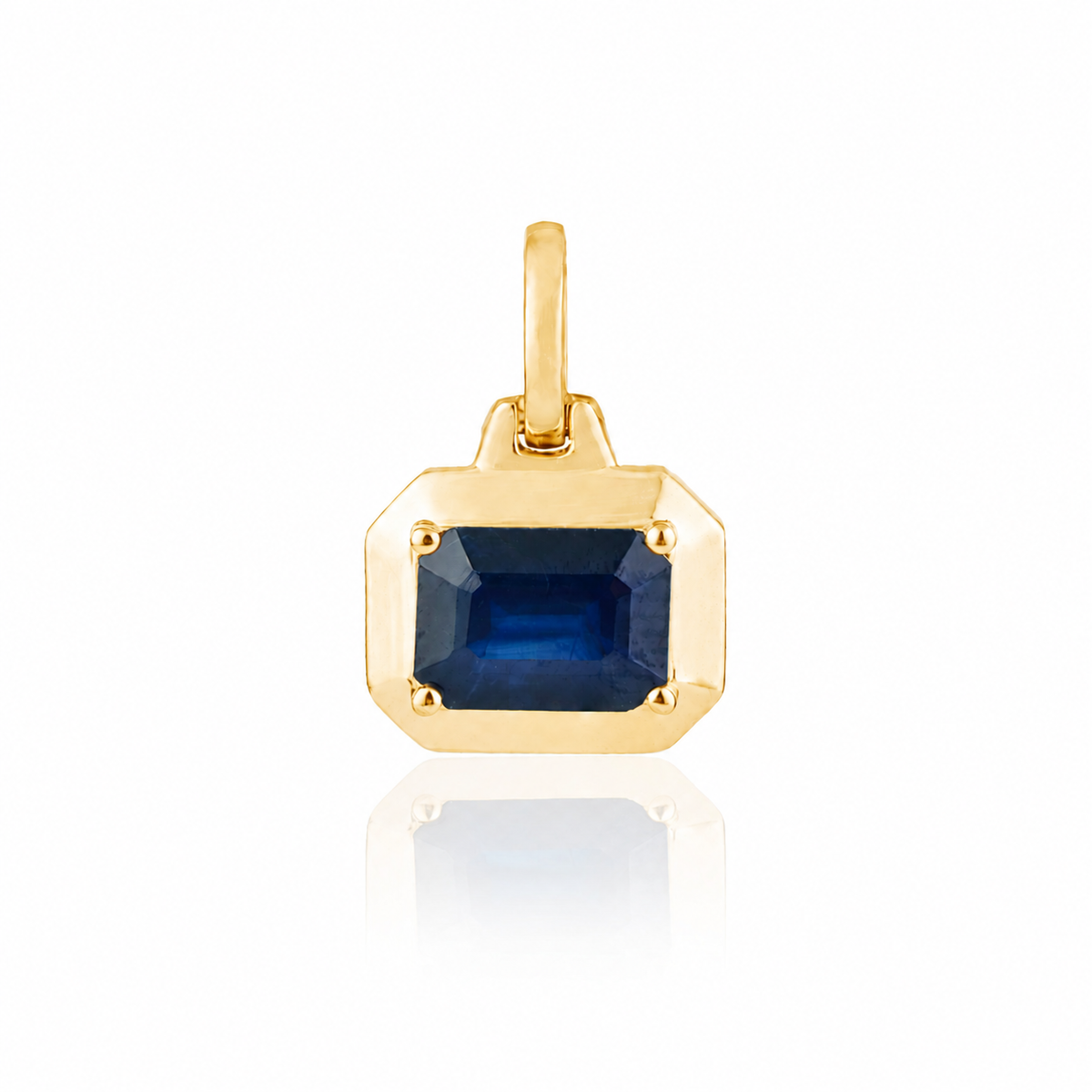 Emerald Cut Blue Sapphire Solitaire Pendant
