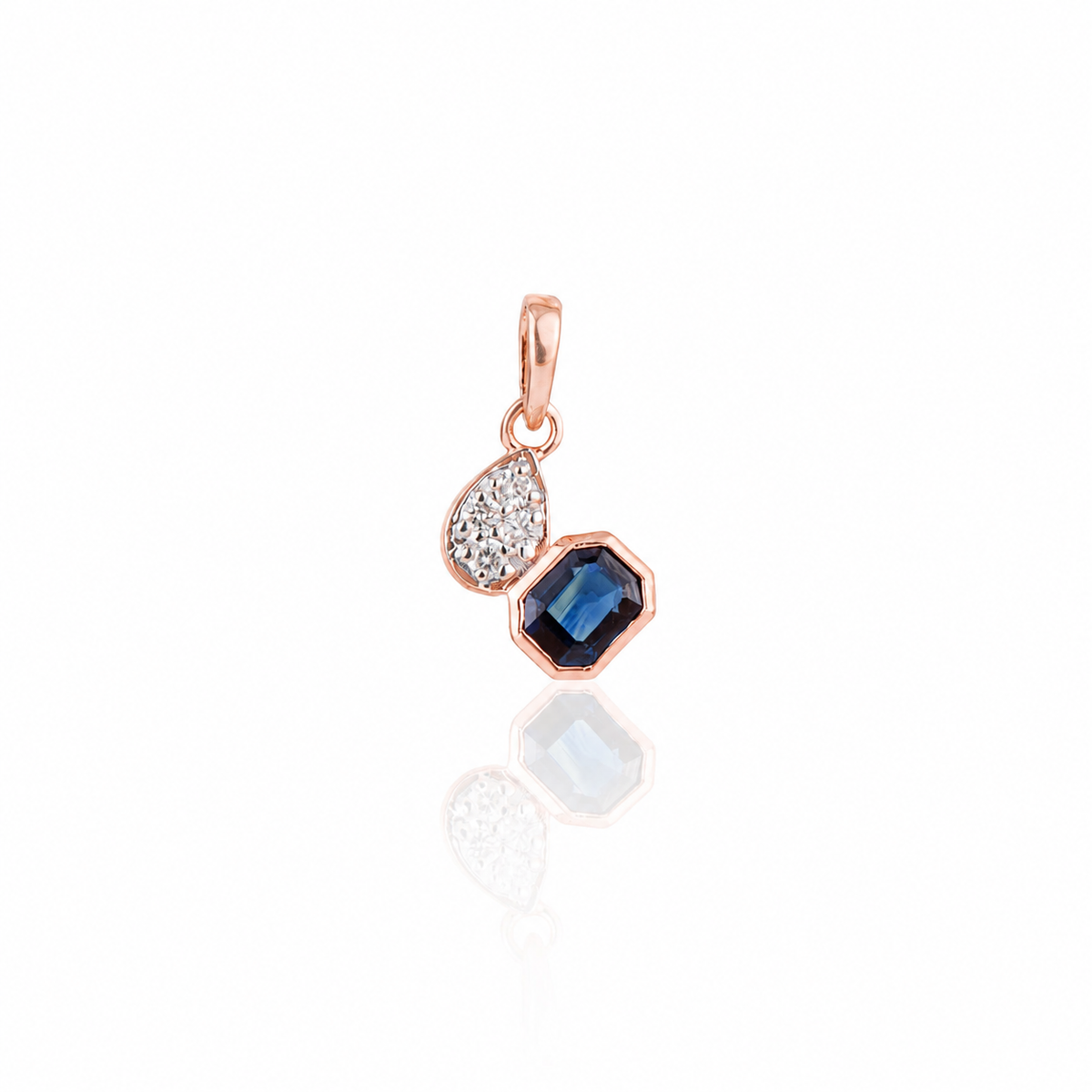 Blue Sapphire & Diamond Drop Pendant