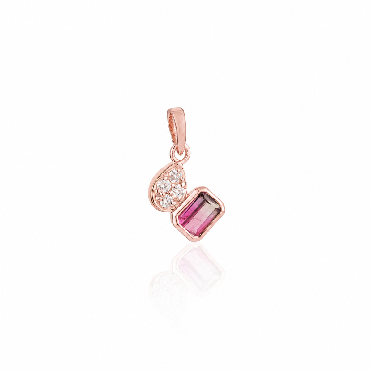 Pink Tourmaline & Diamond Drop Pendant