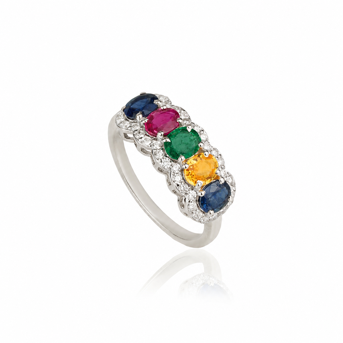 Multi Gemstone Diamond Ring