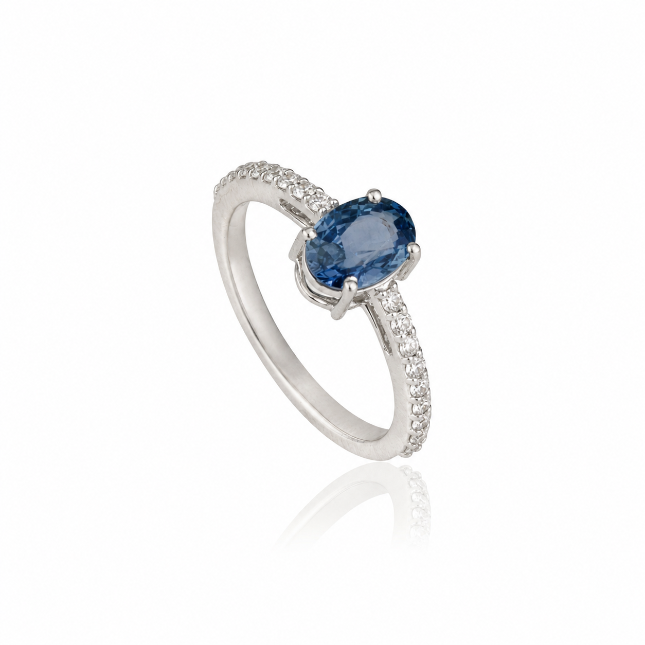 Oval Blue Sapphire Diamond Ring