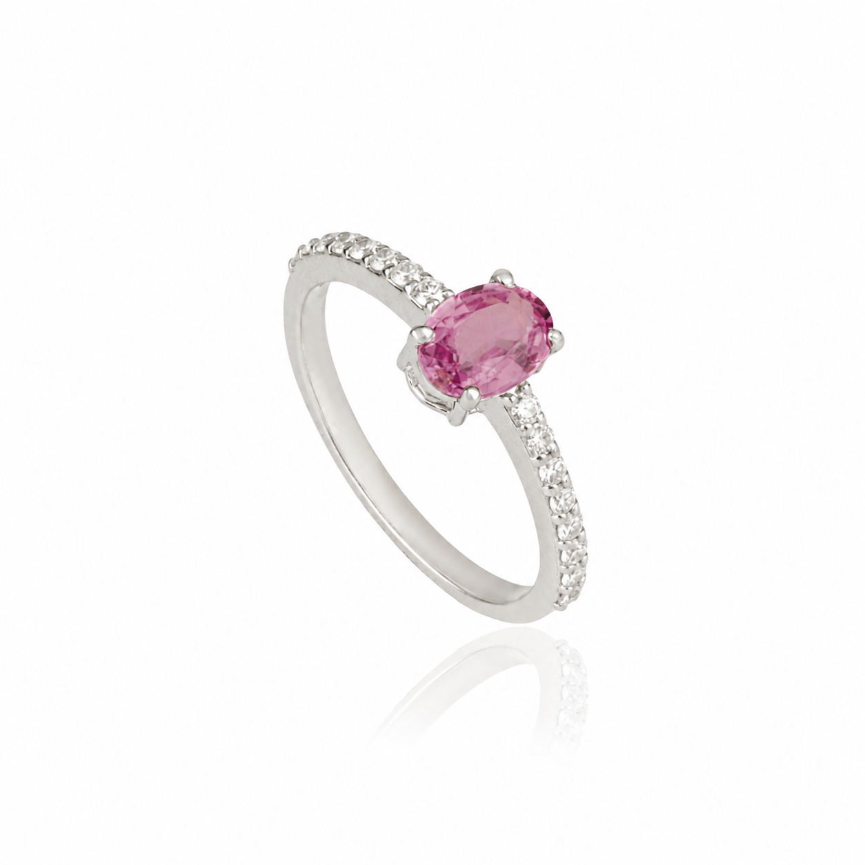 Pink Sapphire Diamond Ring