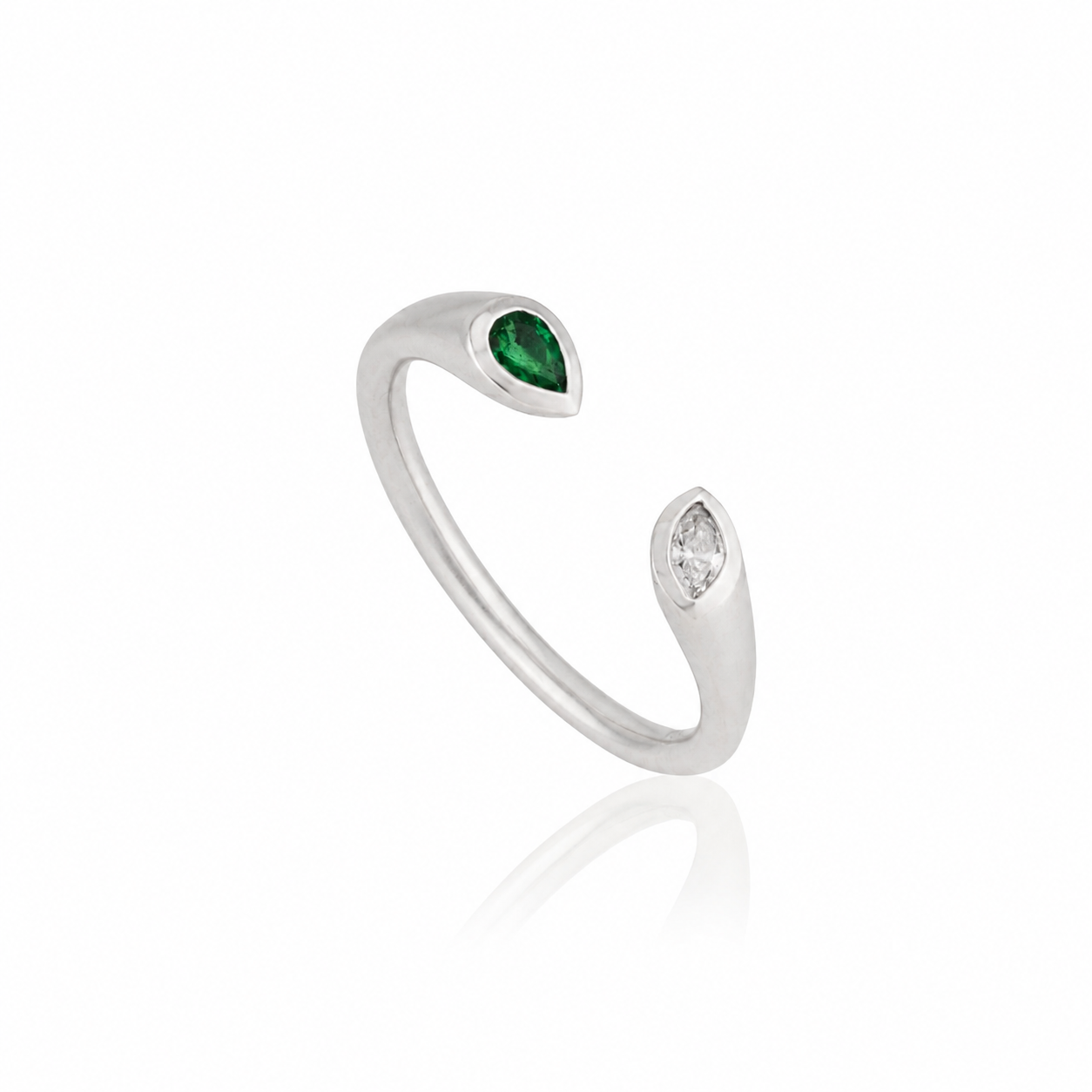 Emerald Diamond Open Ring
