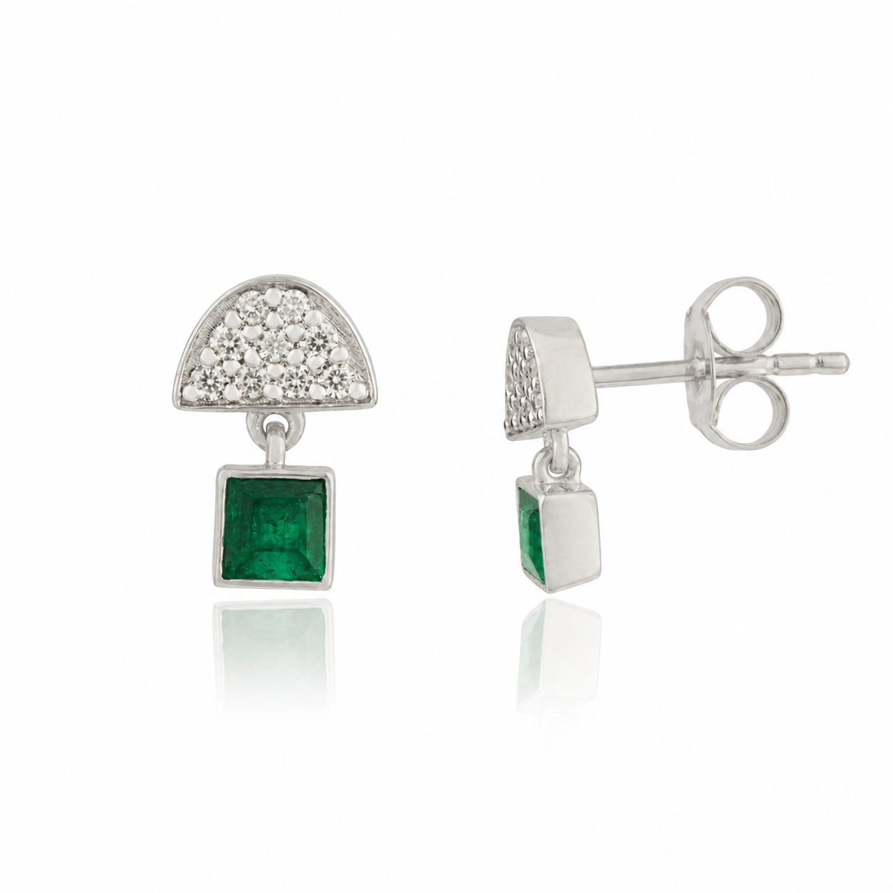 Emerald and Diamond Drop Earrings