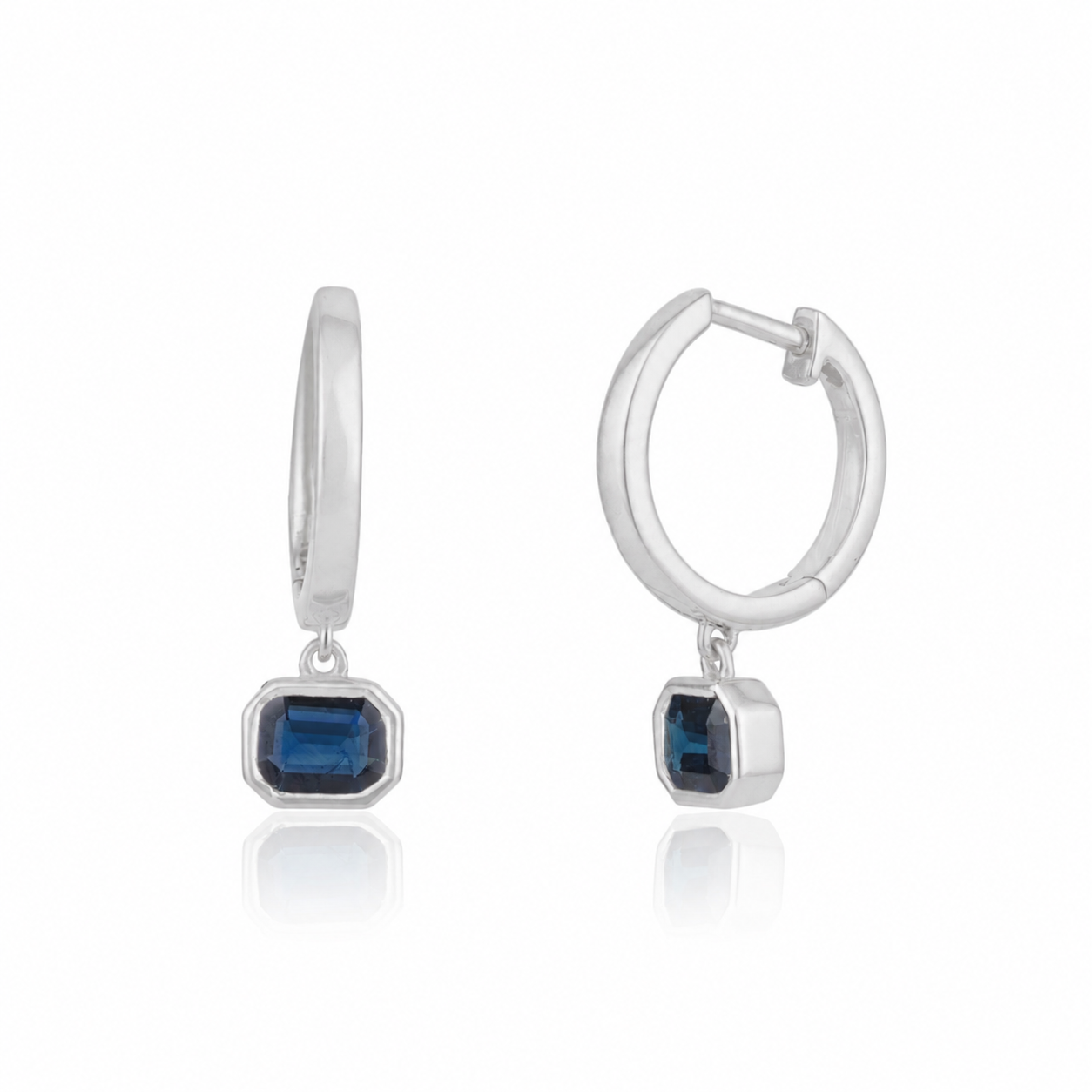 Blue Sapphire Hoop Earrings