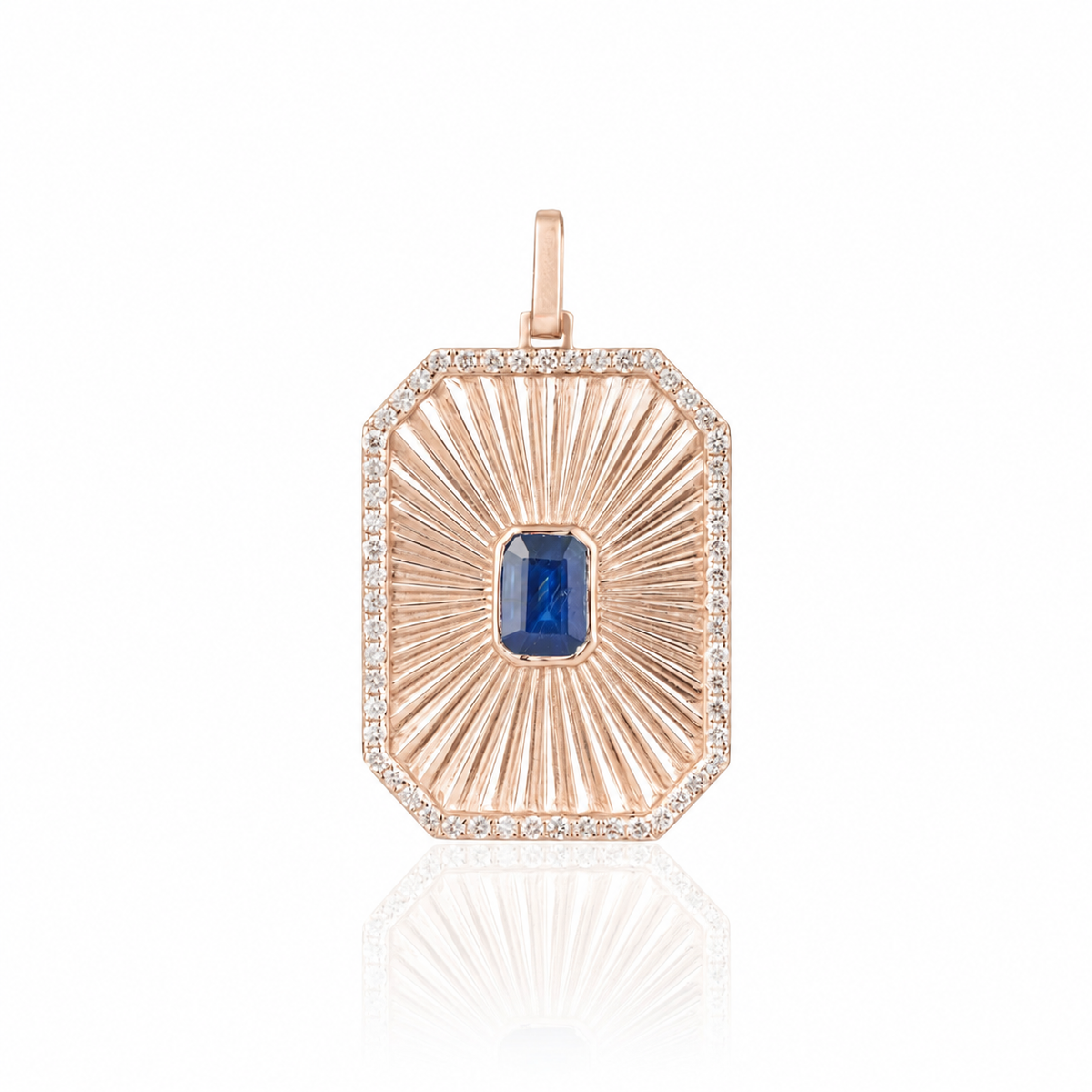Blue Sapphire Diamond Halo Pendant