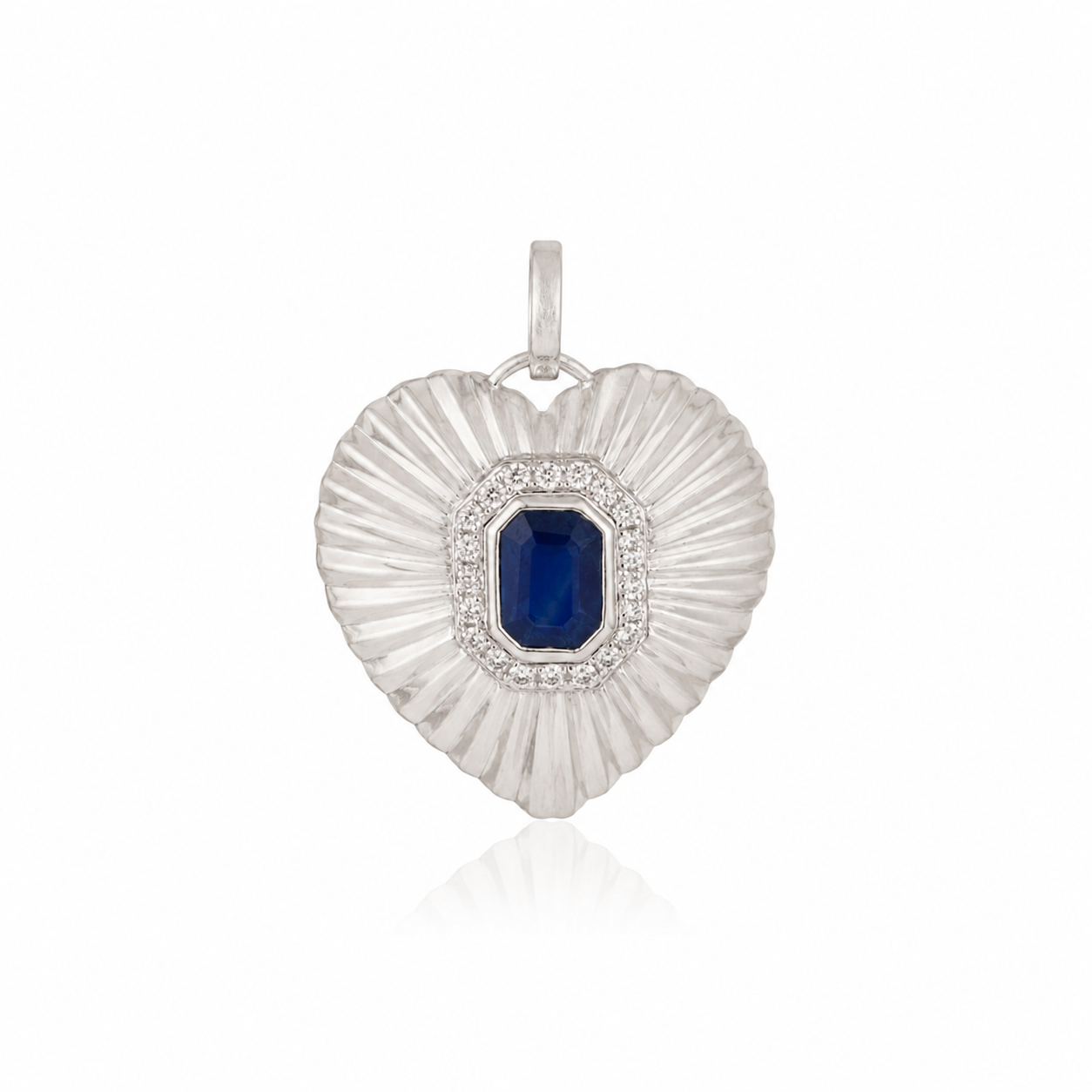 Sapphire Diamond Heart Pendant