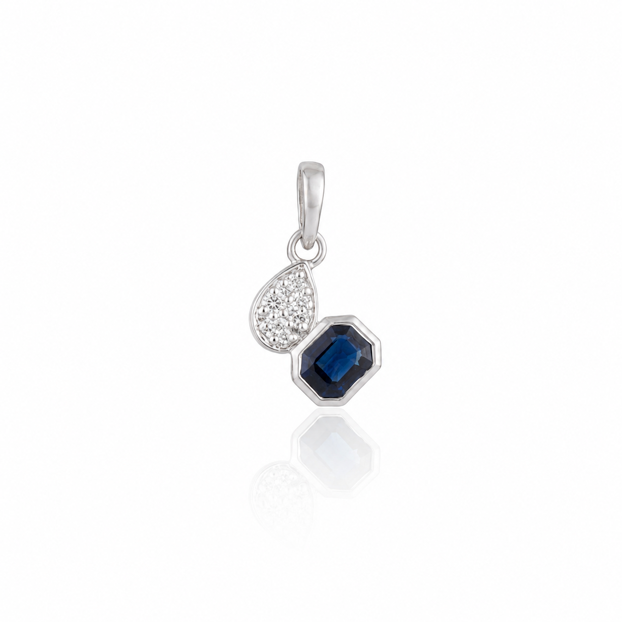 Blue Sapphire & Diamond Drop Pendant