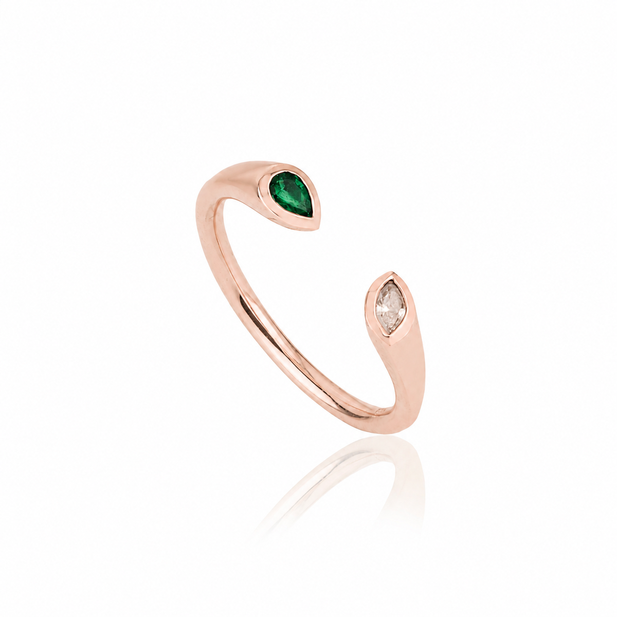 Emerald Diamond Open Ring