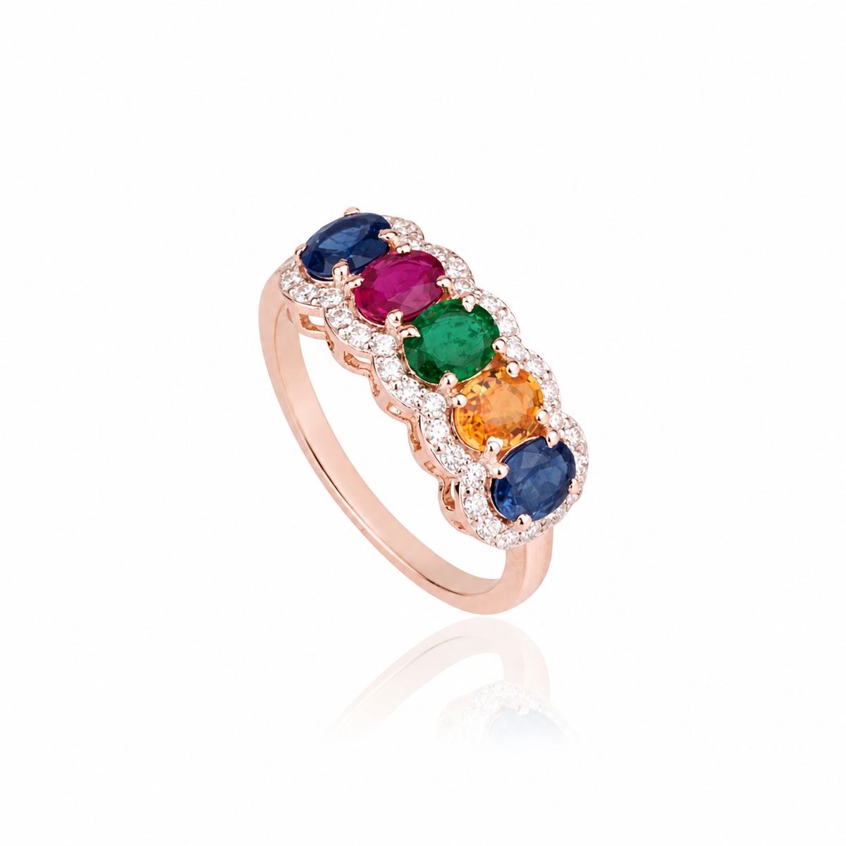 Multi Gemstone Diamond Ring