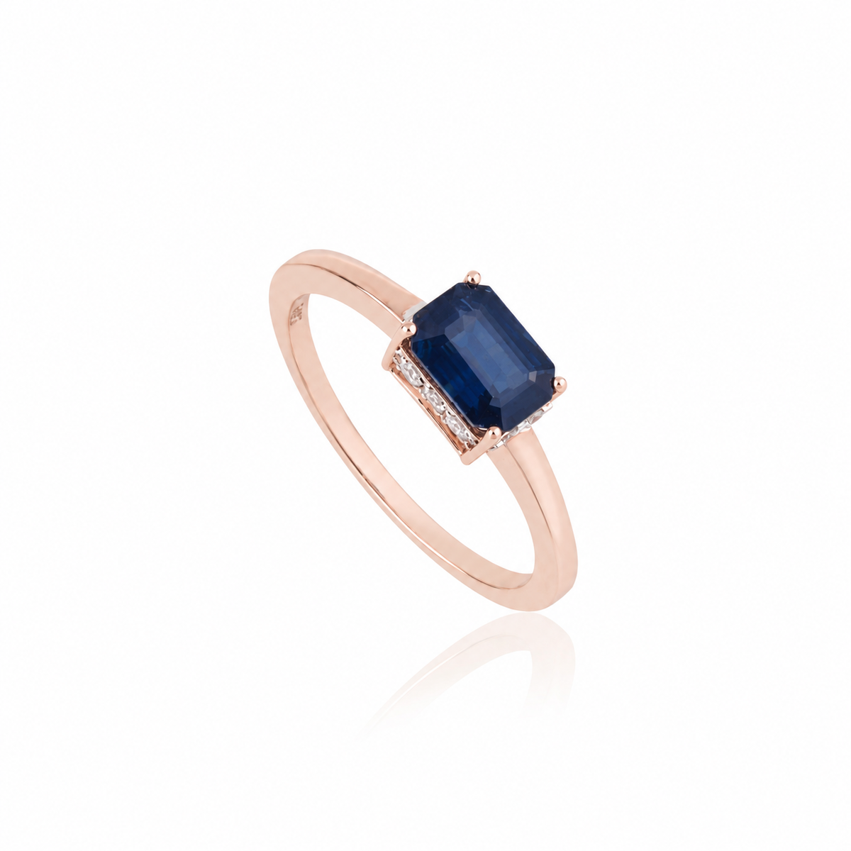 Emerald Cut Blue Sapphire diamond Ring