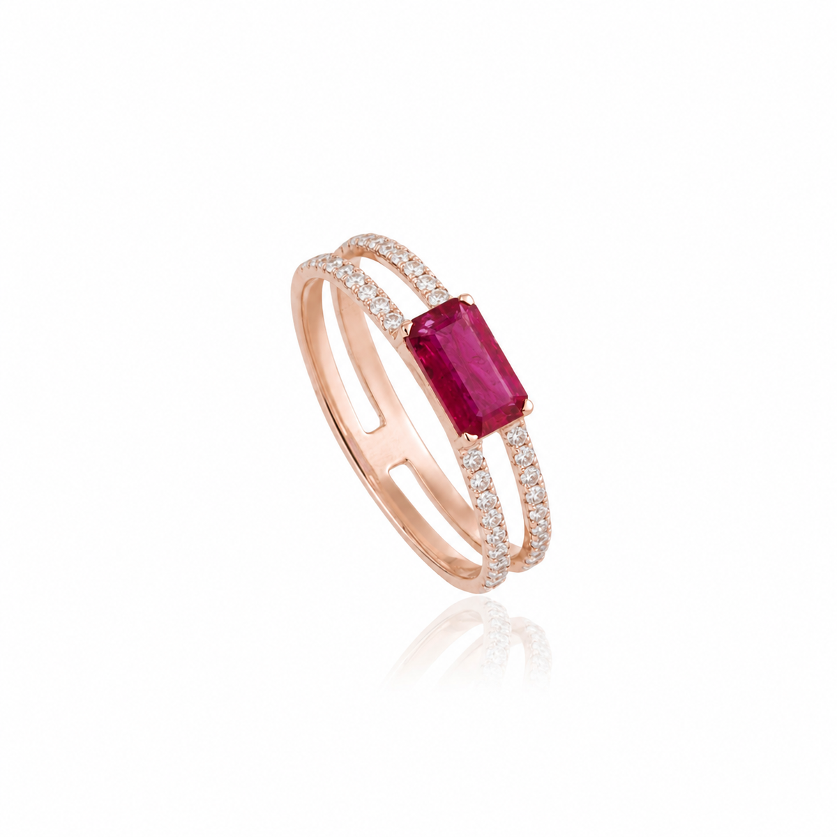 Ruby & Diamond Split Band Ring
