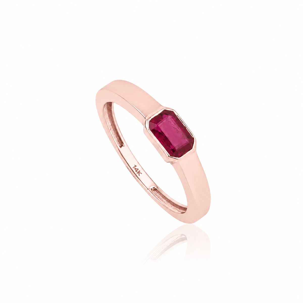 Emerald Cut Ruby Ring