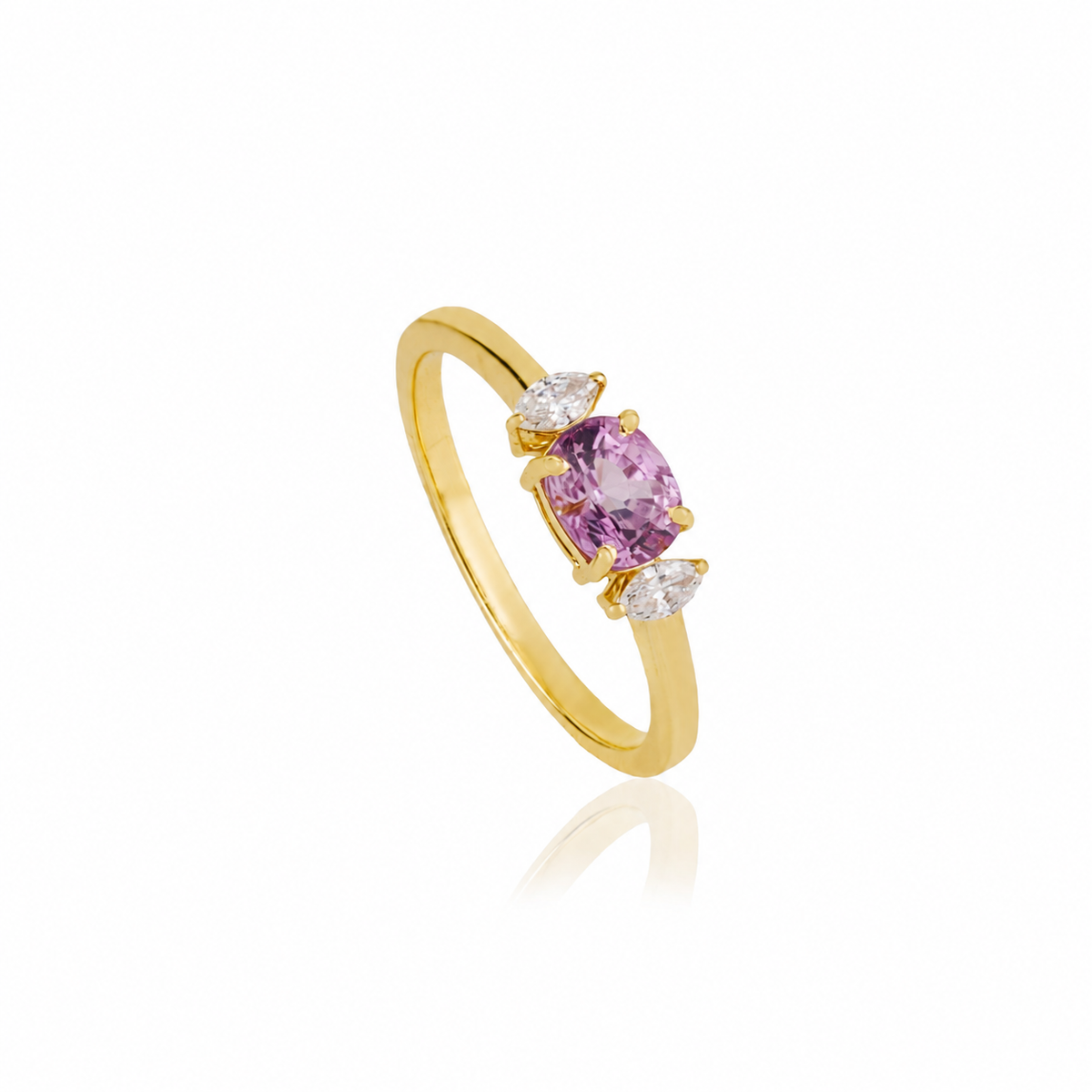 Pink Sapphire & Diamond Ring