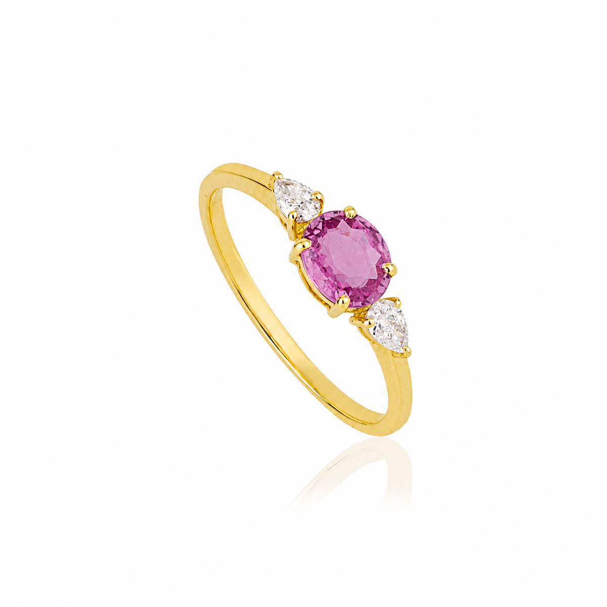 Pink Sapphire & Diamond Ring