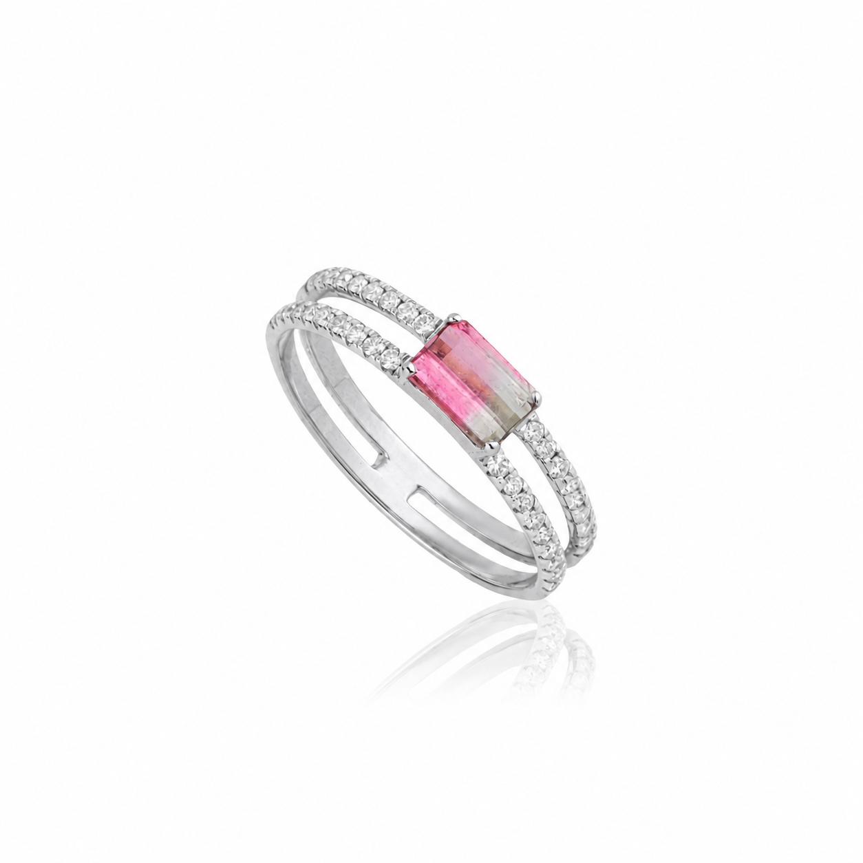 Watermelon Tourmaline Diamond Ring