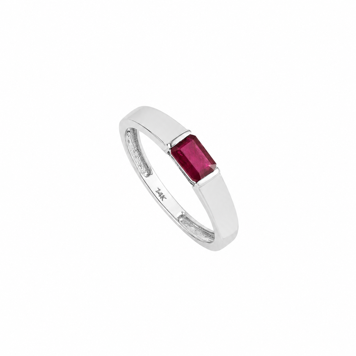 Emerald Cut Ruby Band Ring