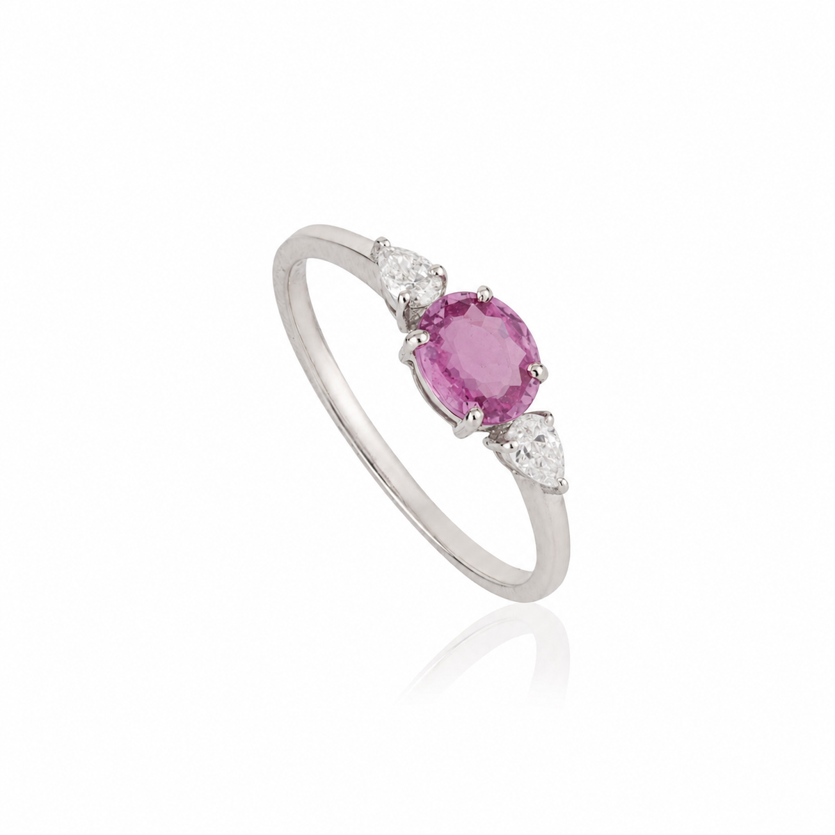 Pink Sapphire & Diamond Ring