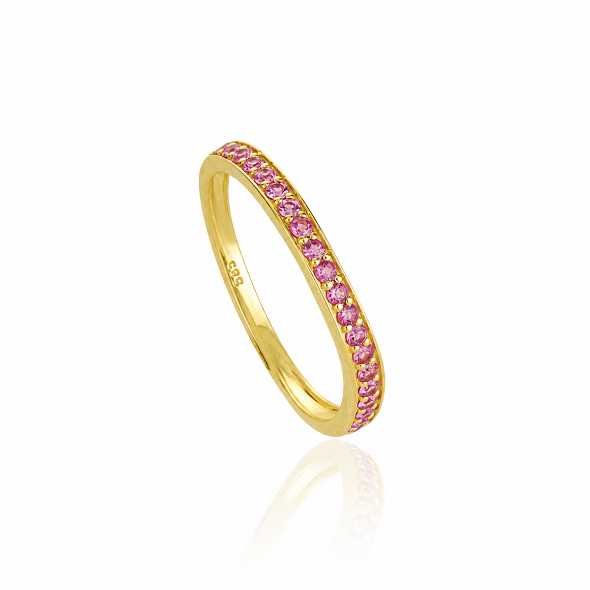 Pink Sapphire Chevron Wedding Band