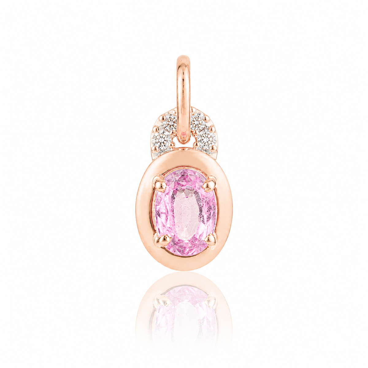 Oval Pink Sapphire Diamond Pendant