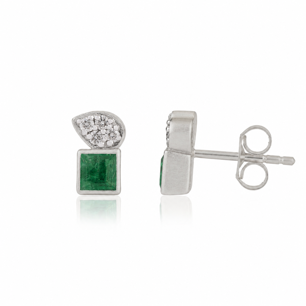 Emerald & Diamond Stud Earrings